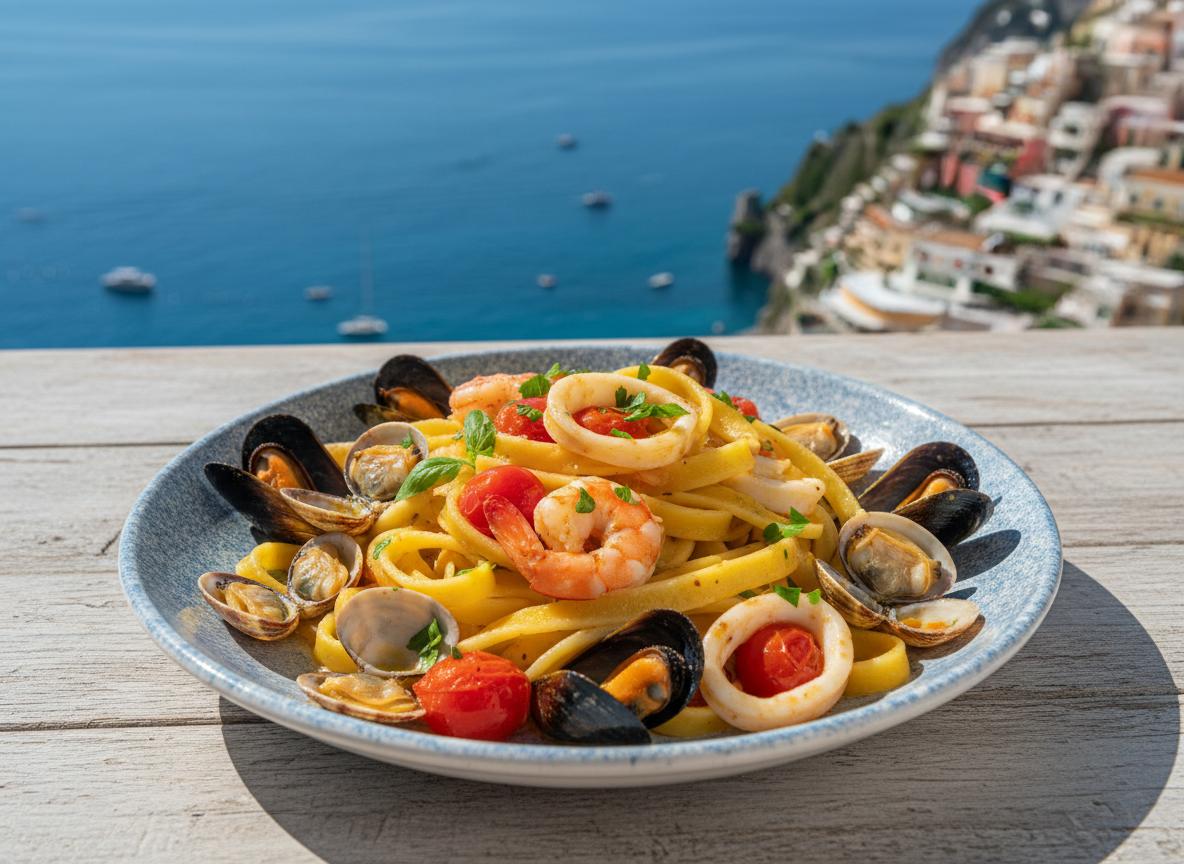 Scialatielli ai frutti di mare - pastaa merenelävillä