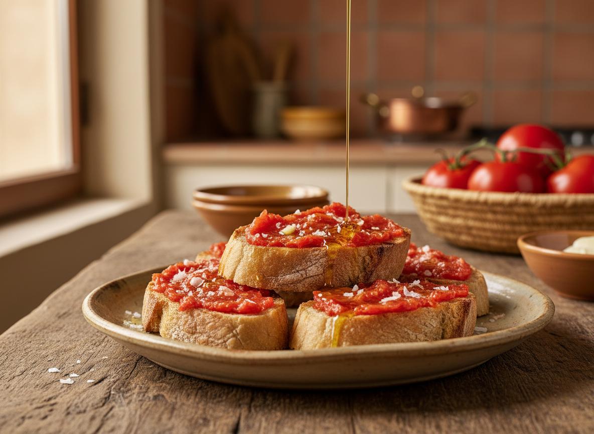 Pa amb tomàquet - paahdettua leipää tuoreella tomaatilla