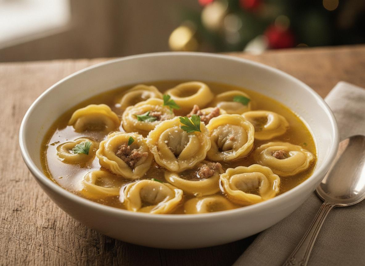 Tortellini in brodo - lihatäytteisiä nyyttejä liemessä