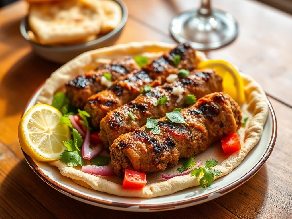 Grillattuja jauhelihamakkaroita pitaleivän kera