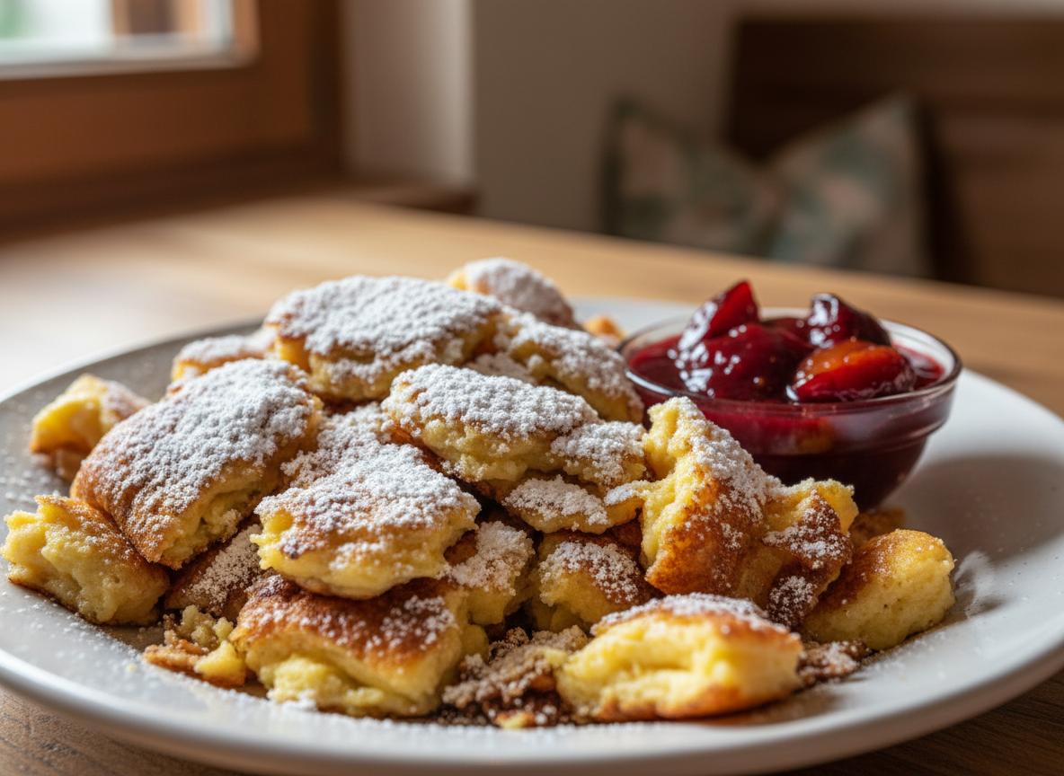 Kaiserschmarrn - hienonnettu pannukakku