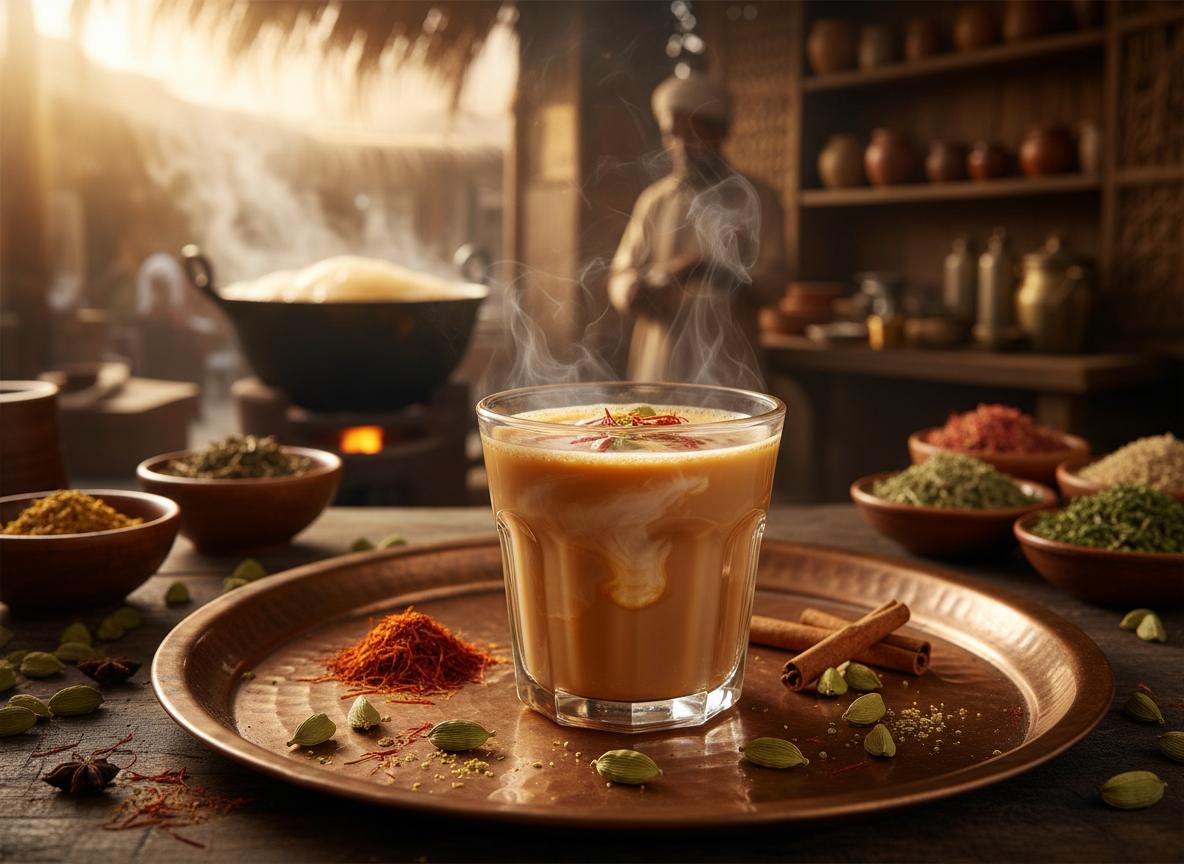 Karak chai - vahva maitotee lasissa