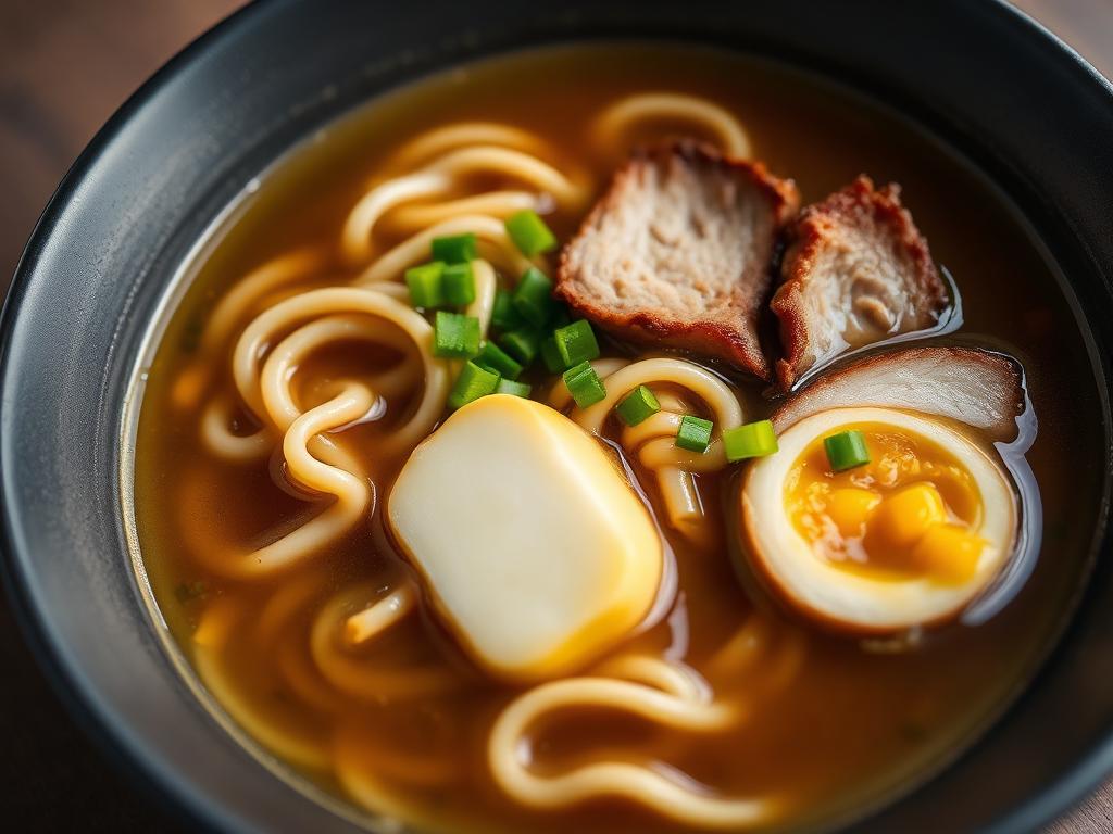 Misoramen-kulho maissin, voinokareen ja possunlihan kanssa