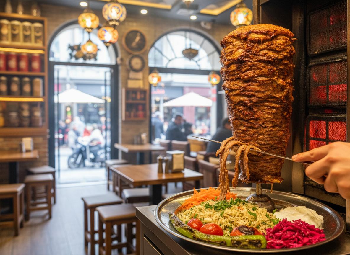 Döner kebab - vartaassa paistettua lihaa