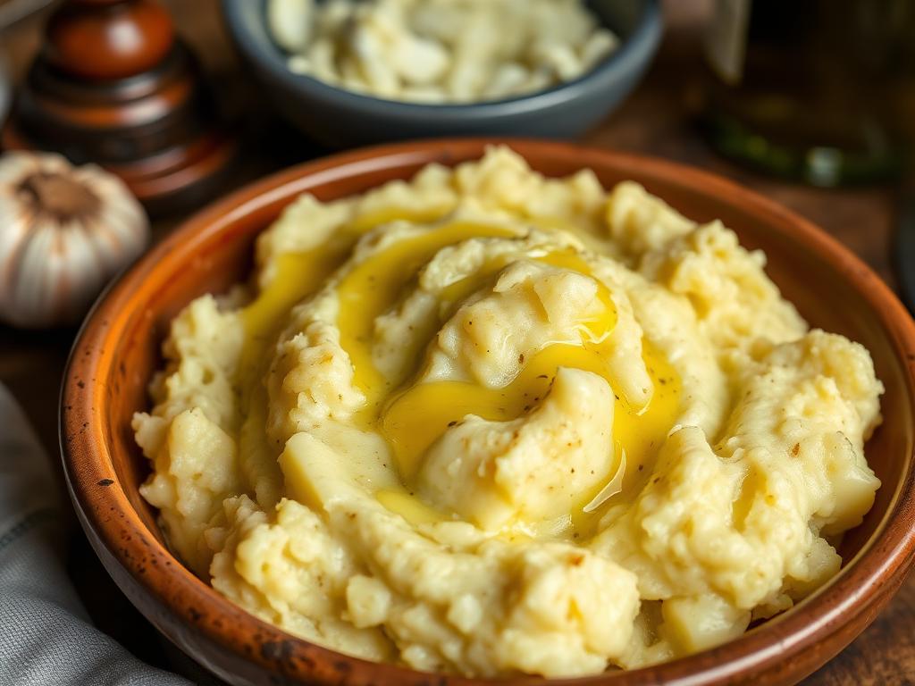 Vaalea valkosipulitahna kulhossa oliiviöljyn kanssa