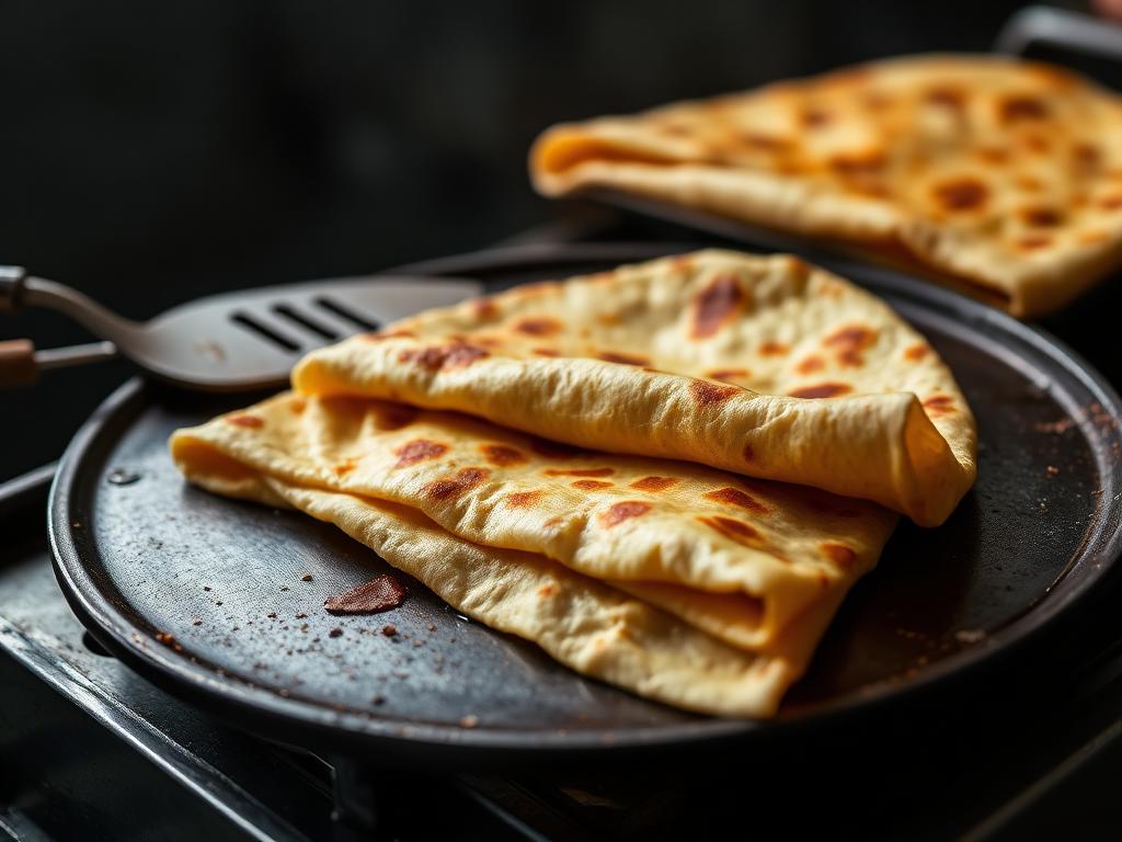 Rapea taiteltu paistettu leipä katukojun pellillä