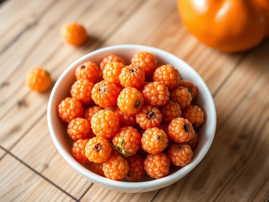 Oransseja lakkamarjoja kulhossa