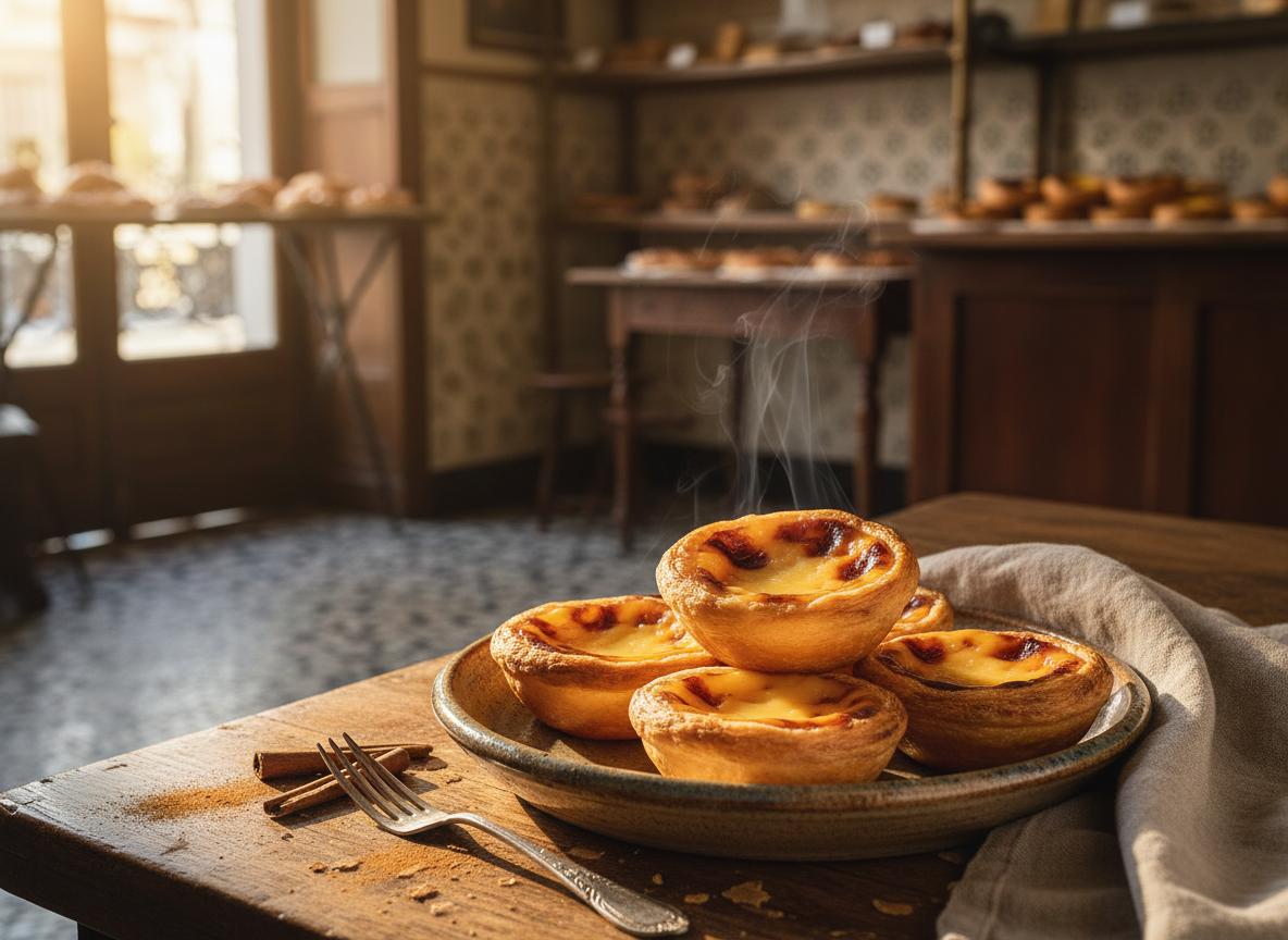 Pastel de nata - vaniljakreemileivos rapeassa taikinassa
