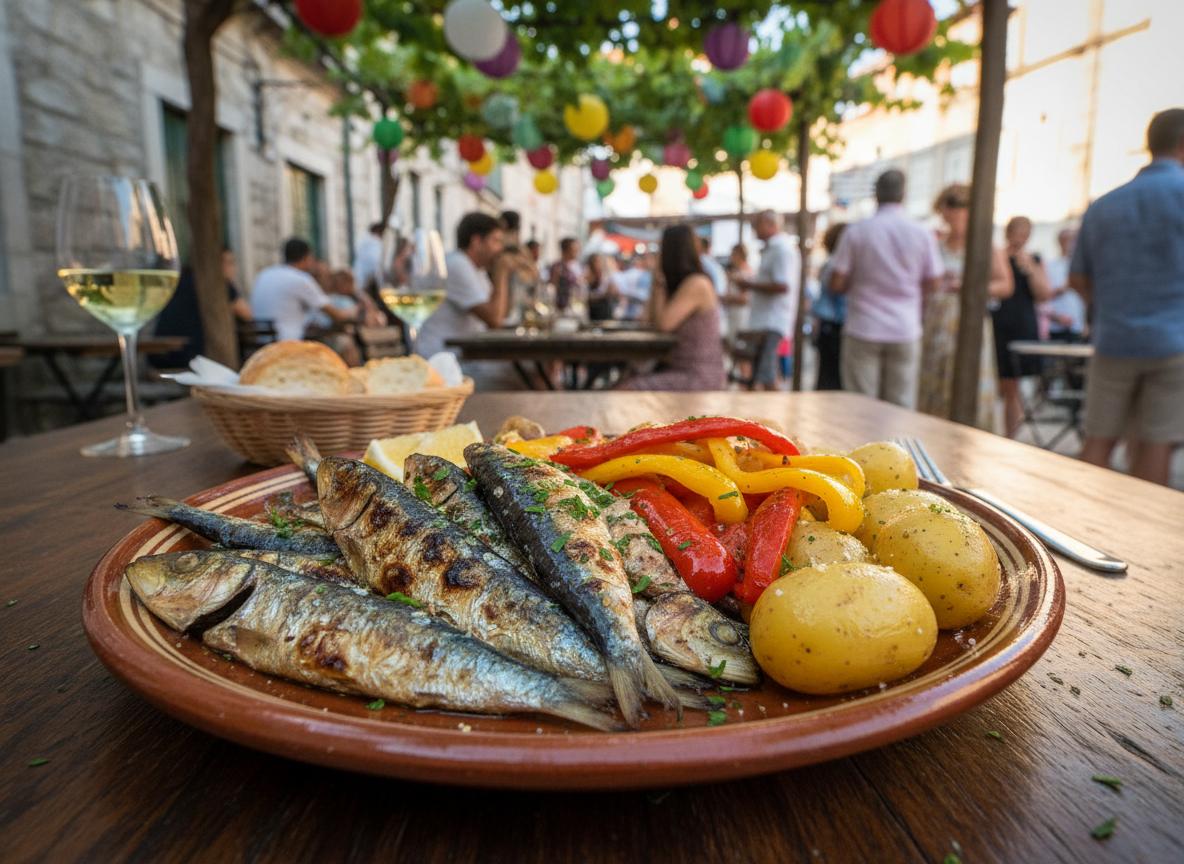 Sardinhas assadas - grillattuja sardiineja hiiligrillissä