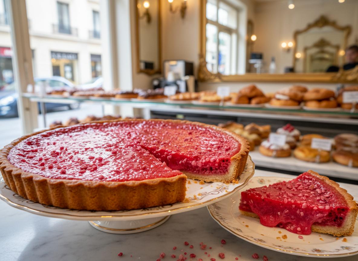 Tarte aux pralines - punainen mantelipiirakka