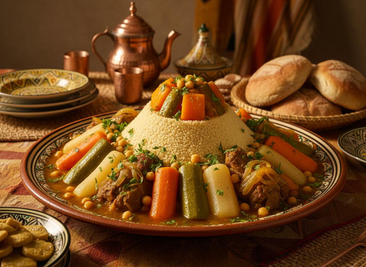 Couscous-kasvisruoka lautasella
