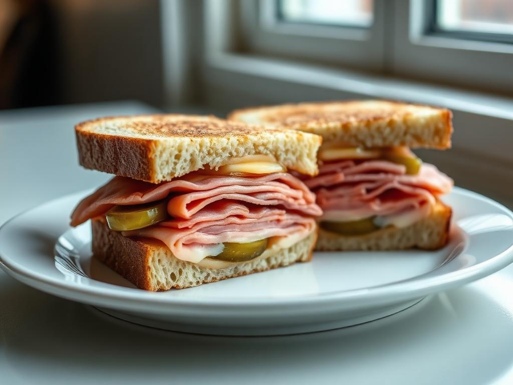 Parilassa puristettu kuubalainen leipä halkaistuna lautasella