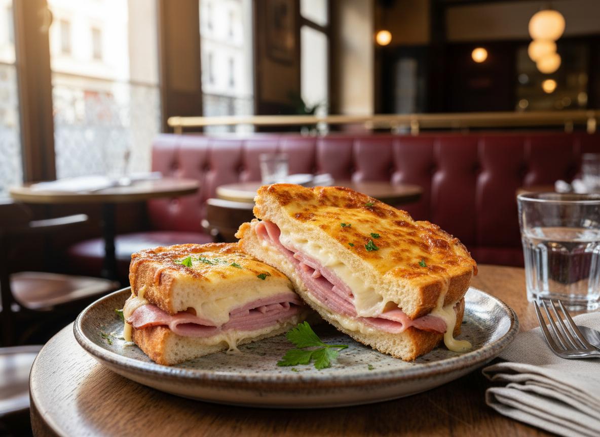 Croque monsieur - gratinoitu kinkku-juustovoileipä
