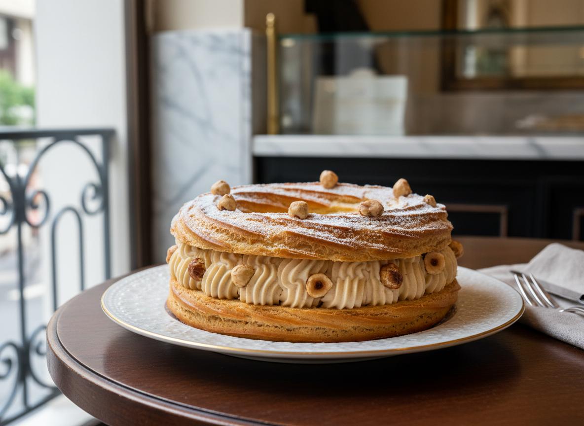 Paris-Brest - rengasmainen hasselpähkinäleivos