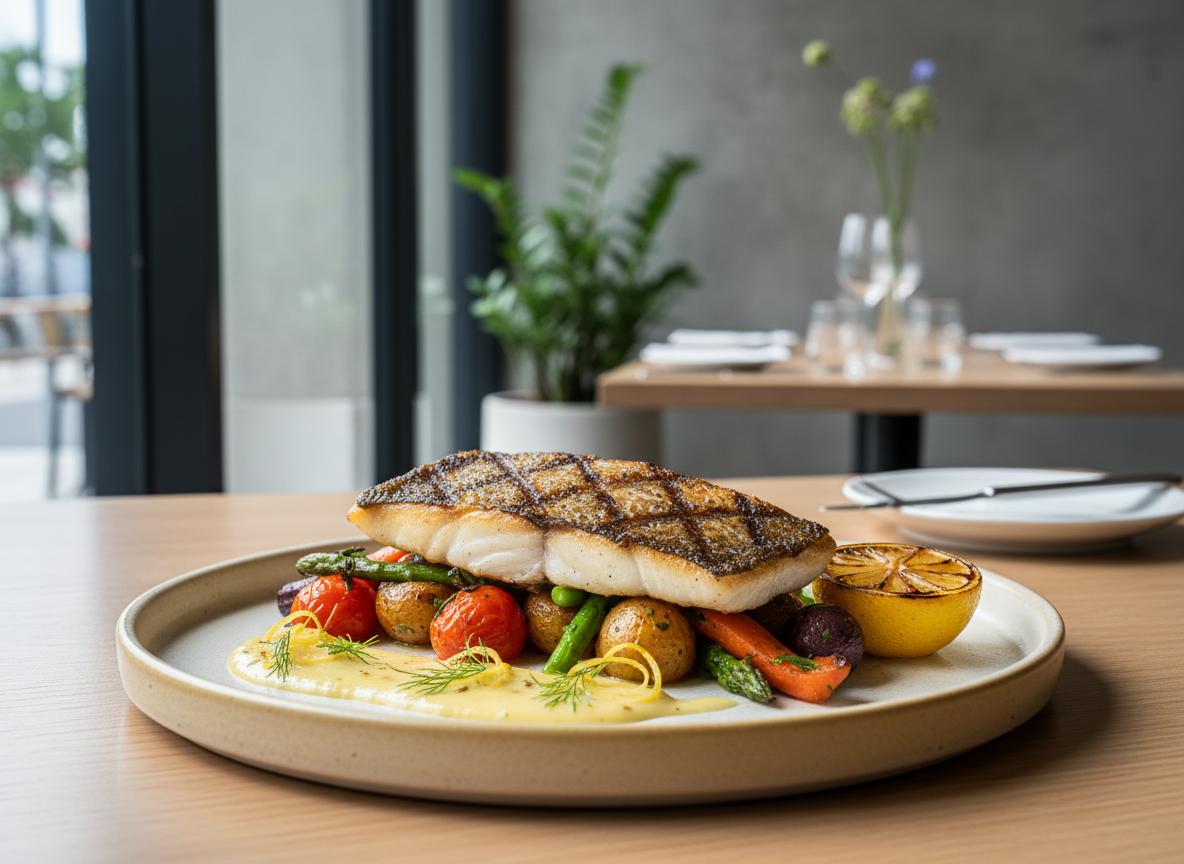 Grillattu barramundi paikallisilla kasviksilla