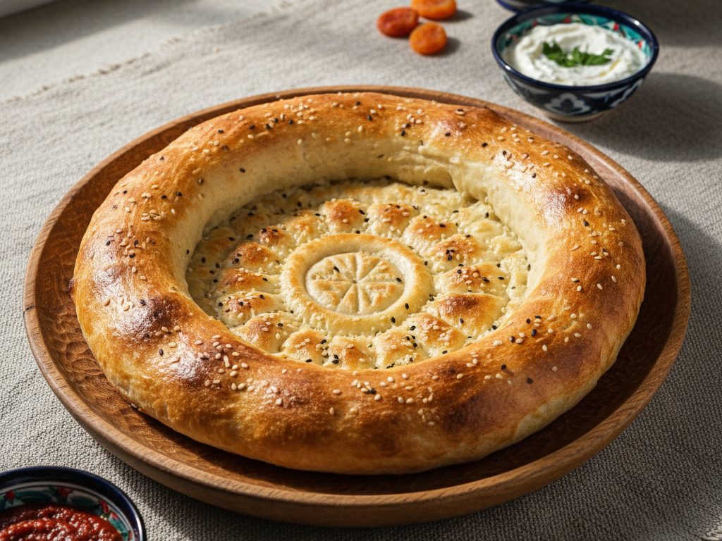 Pyöreä tandoorileipä koristekuvioilla