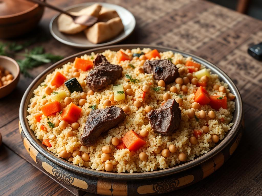 Couscousvati lampaanlihan ja vihannesten kanssa