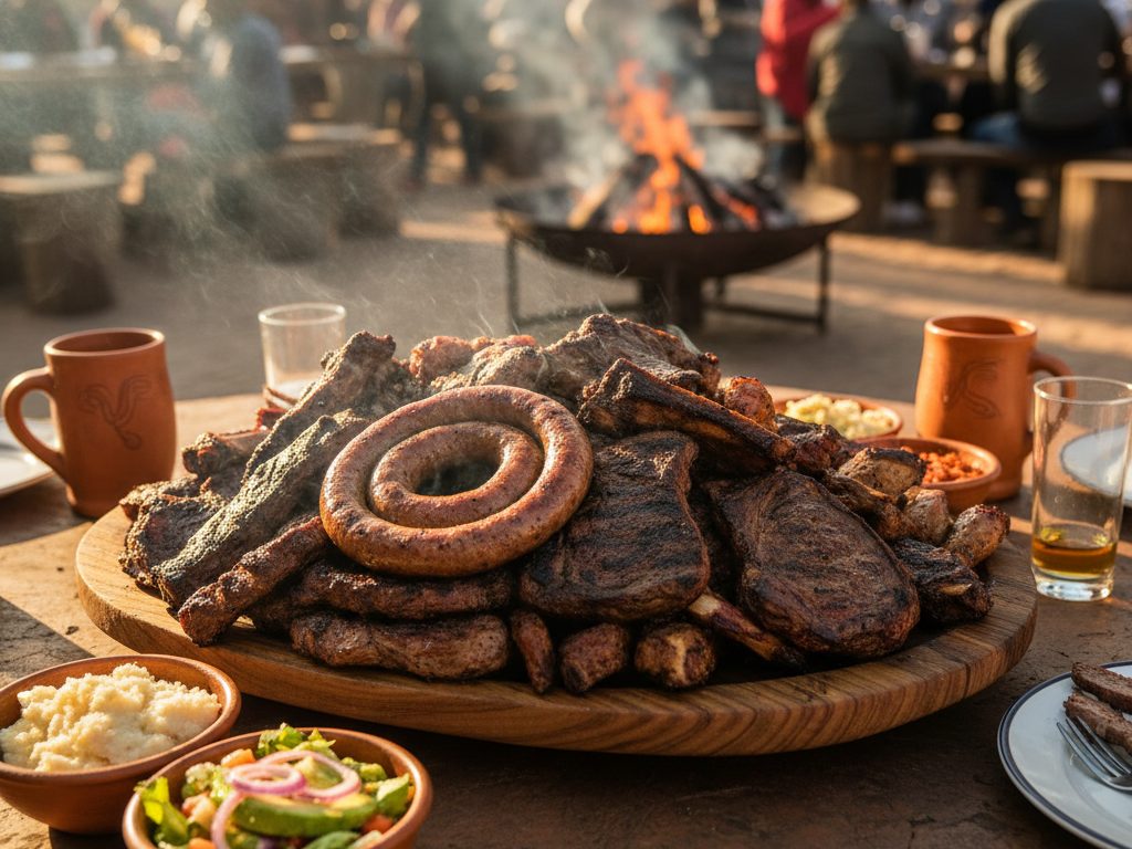 Erilaisia lihoja grillaamassa hiillellä